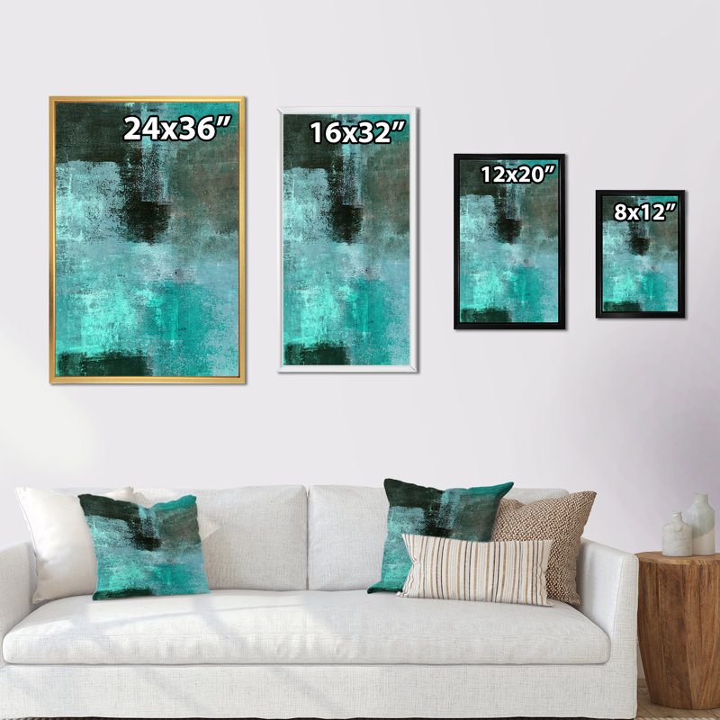 «Turquoise Meets Brown Abstract Art», reproduction d'art moderne et contemporaine sur toile, H 12 po x l 8 po x P 1 po