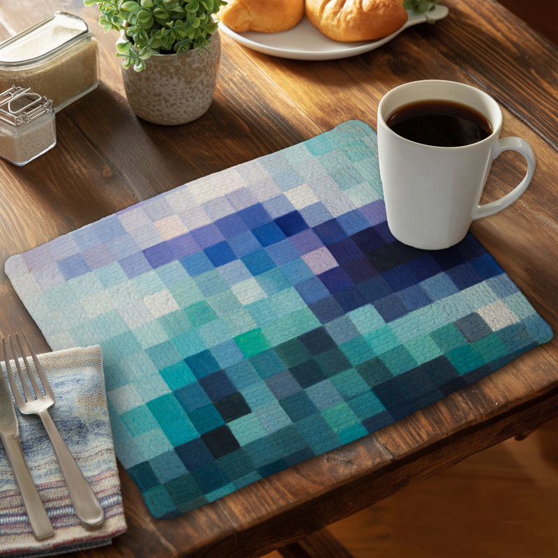 Pixelized Landscape Placemats | Abstract Shapes Home Decor