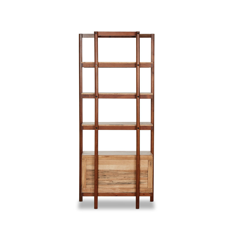 Reza Solid Wood Bookcase, Smoked Honey