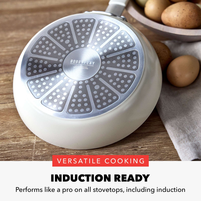 Cream 8" Aluminum Fry Pan with Ceramic Nonstick Coating