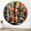 Horloge murale surdimensionnée en bois orange et bleu-445044847