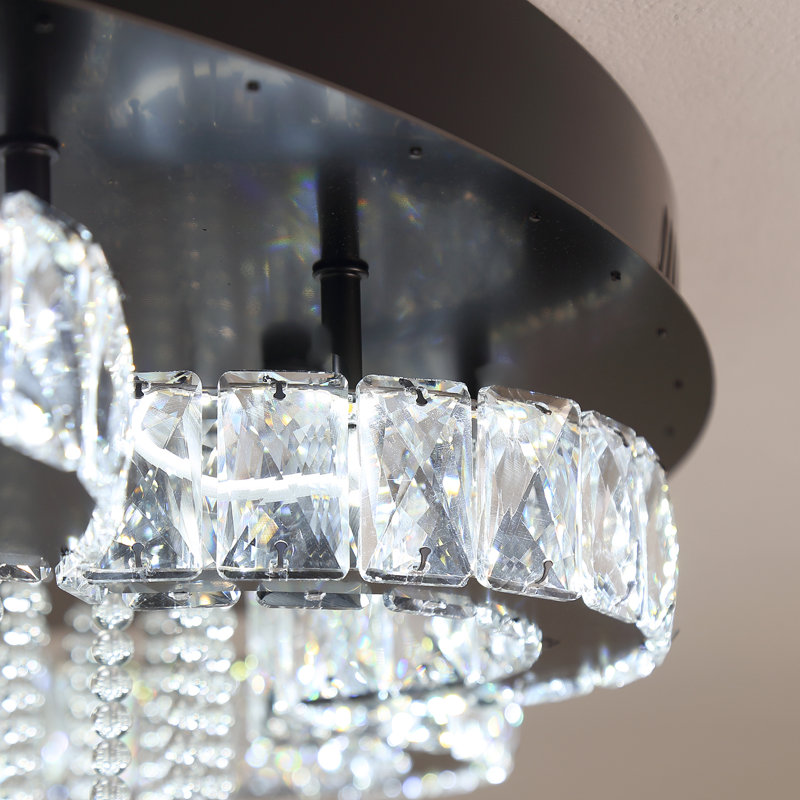 Crystal Chandeliers Led Dimmable Ceiling Light, Matte Black