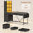 Barbarino Computer Desk With 5 Drawers And Bookshelf Led Lights For Small Spaces-1145804067