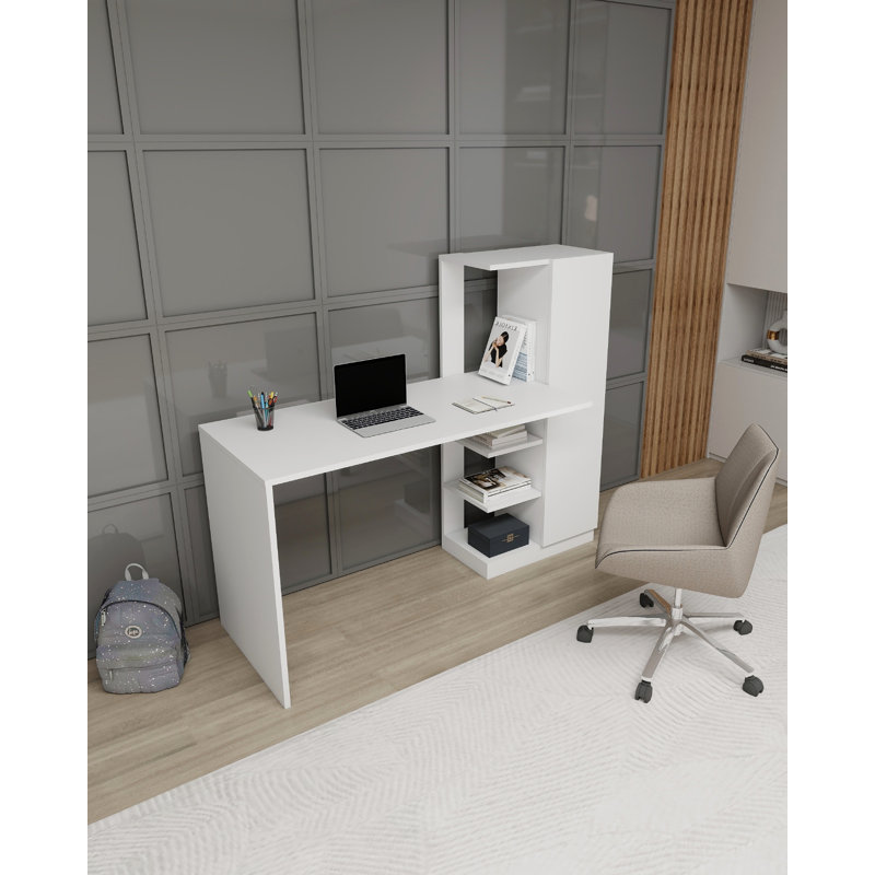 Aryton L-Shaped Computer Desk, White