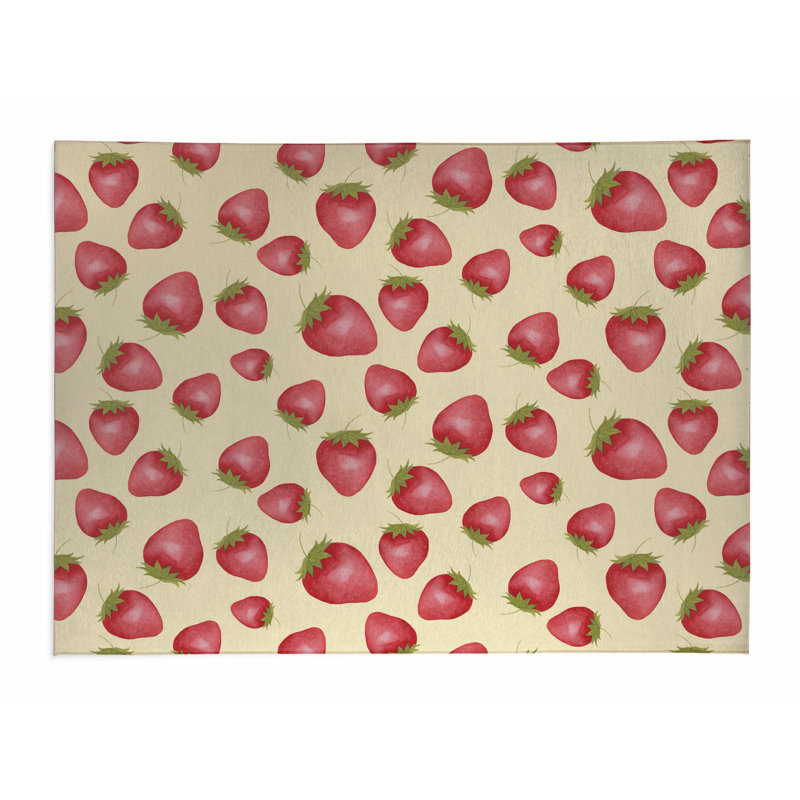 Tapis de bureau léger Summer Strawberries, L 48 po x P 72 po, Jaune