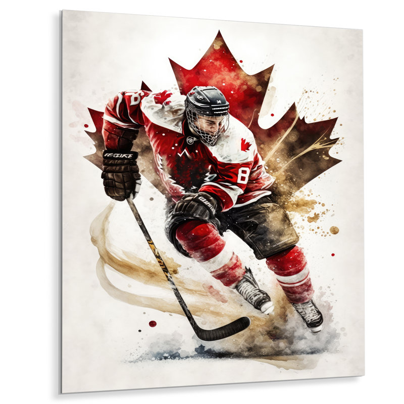 Reproduction de hockey sur métal, H 32 po x l 24 po x P 1 po