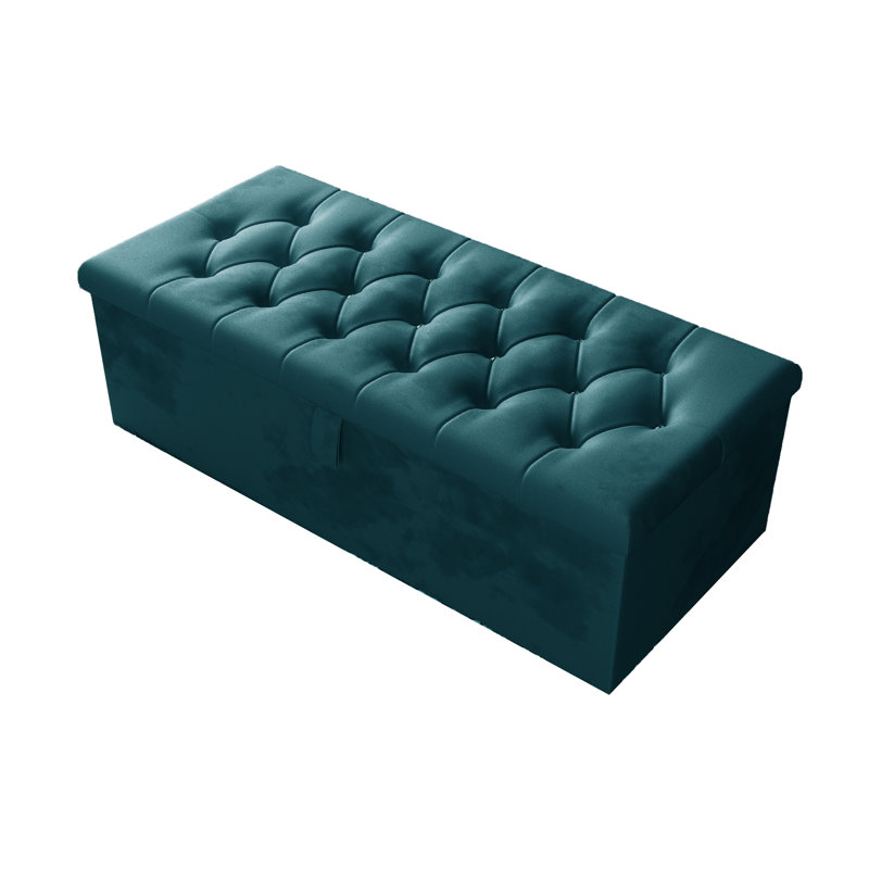Candace 102cm Wide Tufted Rectangle Storage Ottoman with Hydrolic Arm, Mallard