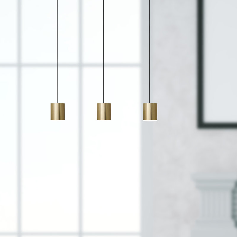 Luminaire suspendu linéaire à 3 lumières pour îlot de cuisine Andromedae, Laiton