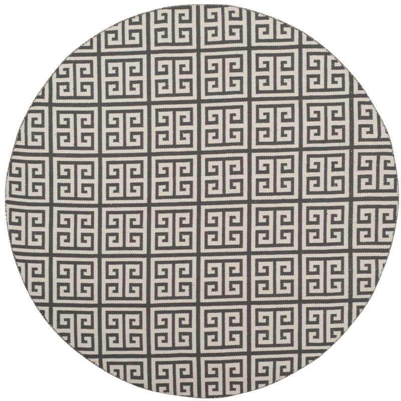 Royalton Hand Woven Cotton Geometric Rug, Round 6'