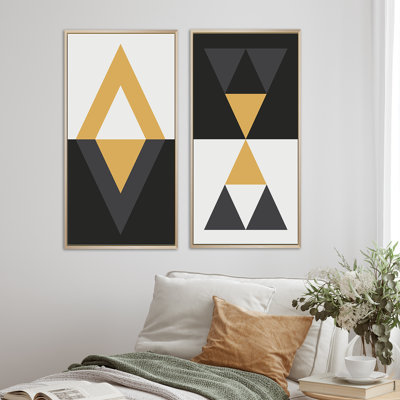 Minimalistic Abstract Designs in Retro Colors VI - ensemble de 2 impressions
