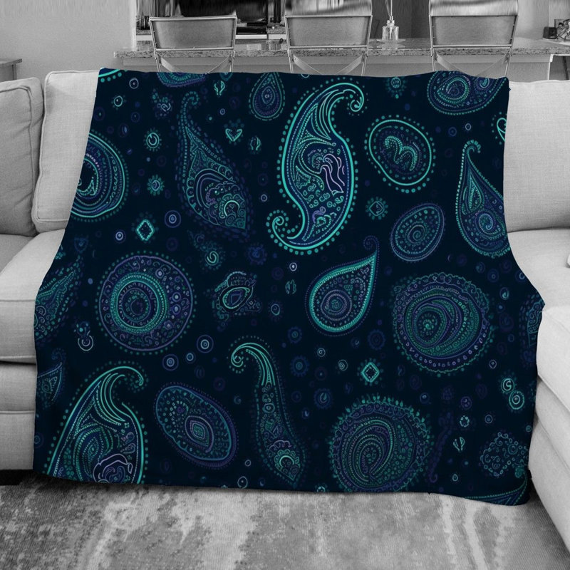 Machine Printed Throw Blanket, 51" W x 60" L, Blue