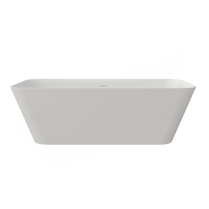 67 Inch Solid Surface Soaking Bathtub - Deep Soak Freestanding Tub