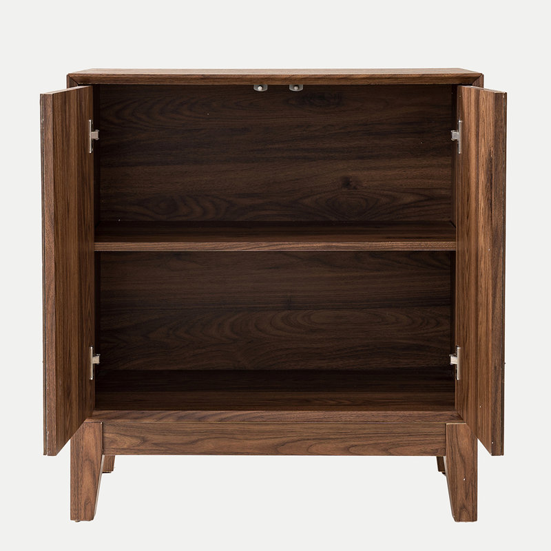 Buffet de rangement à double porte avec accents de Seadrift foncé et miroir, noyer, profondeur de 30,25 po, largeur de 15,29 po, buffet intérieur spacieux, décorations