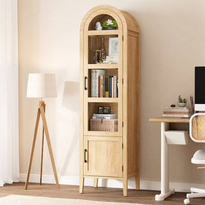 Vitrine 70,6 po arquée avec portes en verre trempé et éclairage DEL