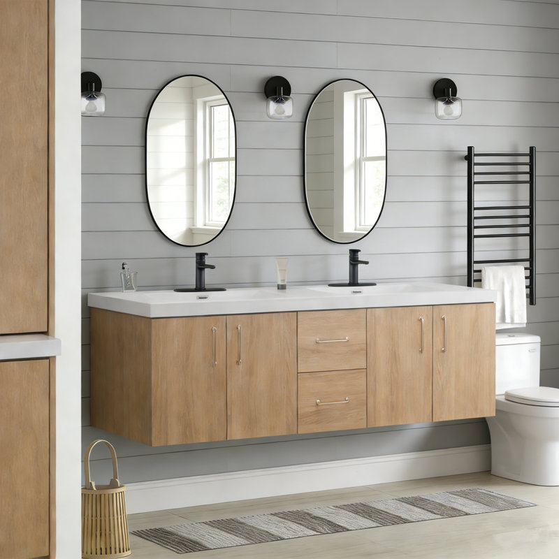 Meuble-lavabo moderne avec lavabo, 60"