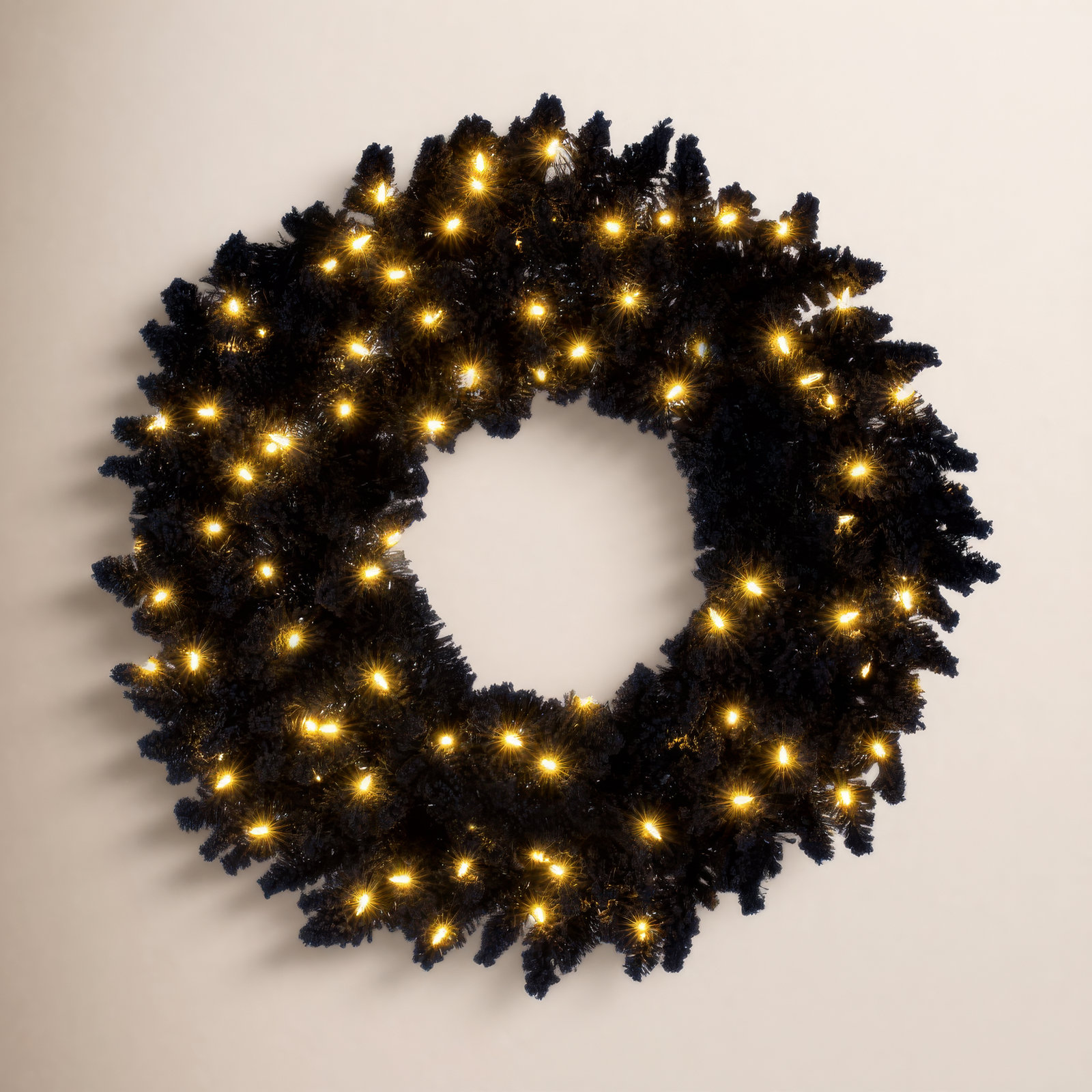 Frosted Pre-Lit Fir Halloween Wreath, 24" H x 24" W