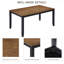 Ensemble de salle à manger de ferme 6 pièces: table en bois et 4 chaises + banc, 6 places, noir et chêne deux tons