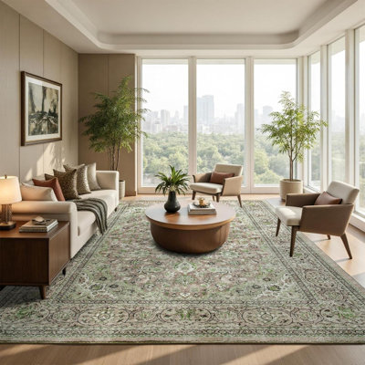 Area Rug Washable Rugs Non Slip, Indoor Low Pile Carpet With Rubber Backing For Living Room Kitchen Bathroom Entryway Office Bedroom