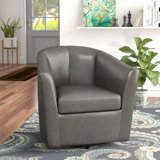 Rabinowitz Faux Leather Swivel Barrel Chair