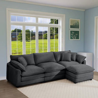 Balendin 114.25" Convertible Sectional Sofa Couch, L Shaped Couch Sofa