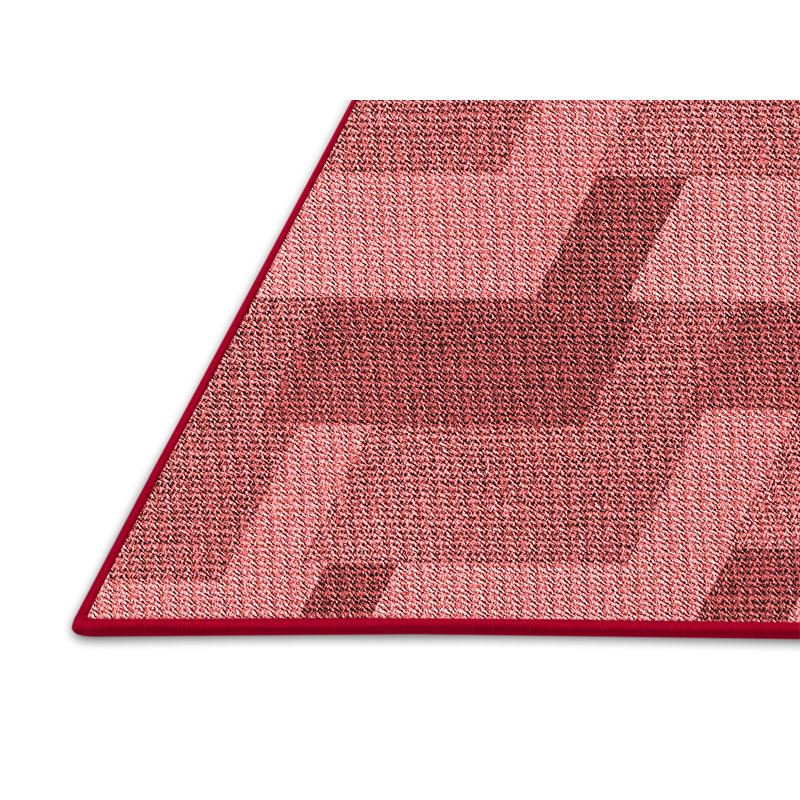 Tapis rouge en laine à motif géométrique Gino, Rectangle 2 pi x 3 pi