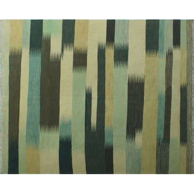 Tapis décoratif de Ivoire en laine Kilim tissé à la main Ames