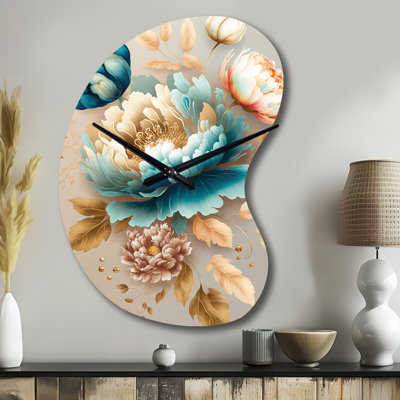 Horloge murale multicolore Blooming Flowers I - Floral