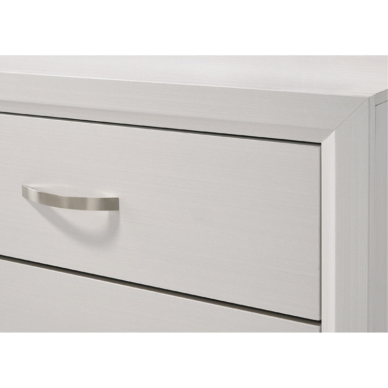 Table de chevet contemporaine à 2 tiroirs avec table de bout à deux tiroirs et poignées en métal, Blanc