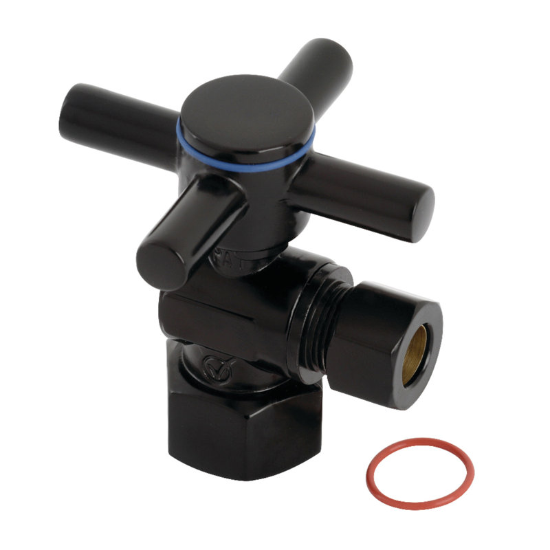 Kingston Brass Concord 1/2-Inch FIP x 3/8-Inch OD Comp Quarter-Turn Angle Stop Valve, Matte Black