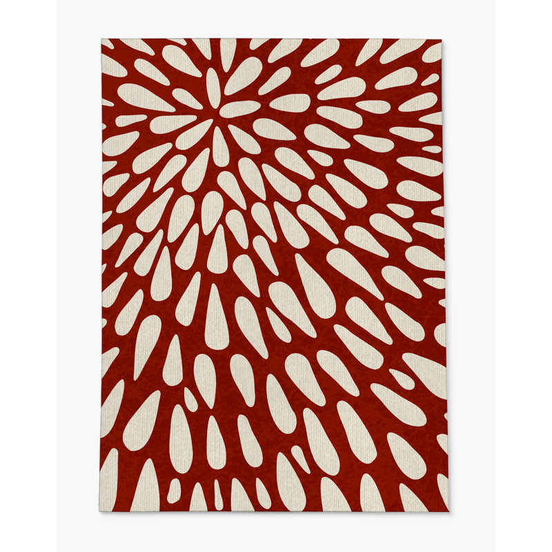 Tapis de chaise rectangulaire à poils courts Brenton, H 36 po x l 60 po, Rouge / beige