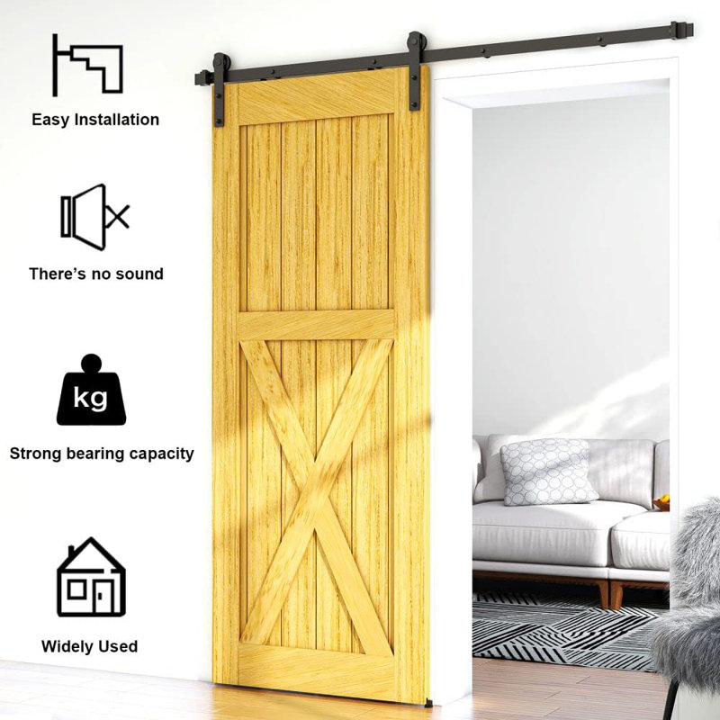 6FT Black Steel Sliding Barn Door Hardware Kit