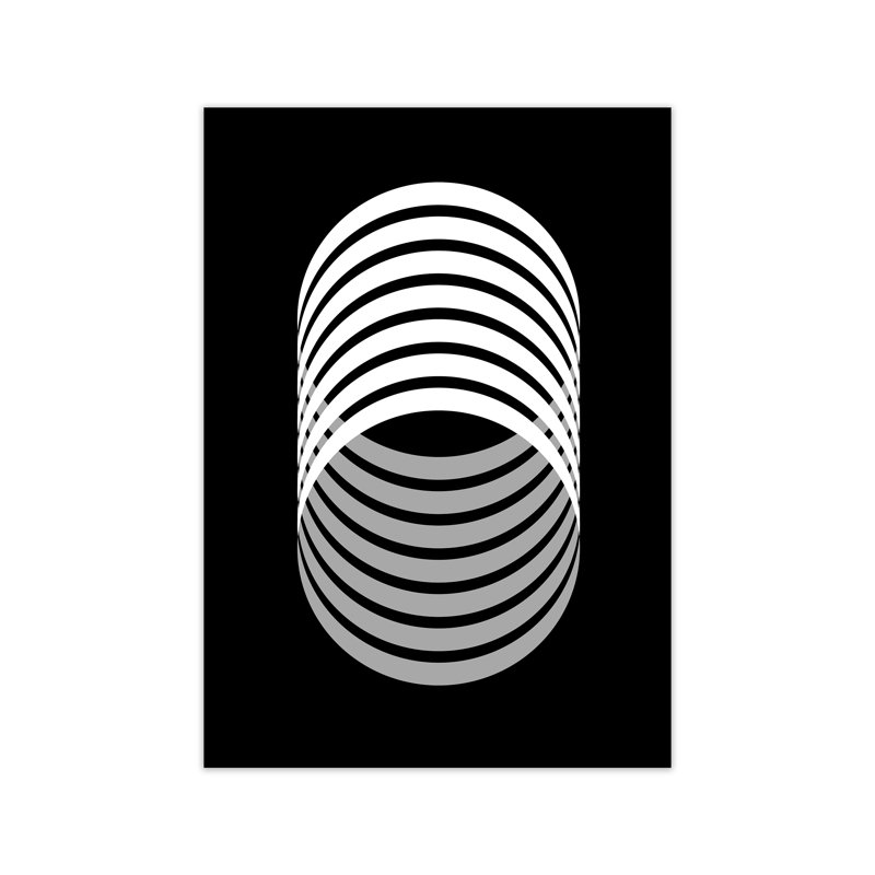 Abstract Modern Back And White Circles Original - Print on Canvas, No Frame, 84cm H x 59cm W x 1cm D