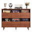 Grand support de tourne-disque à 2 niveaux avec rangement en vinyle, armoire de rangement pour disques, support pour tourne-disque Mid-Century, rangement pour disques vinyles avec tablettes pour chambre à coucher, salon, bureau (noyer)