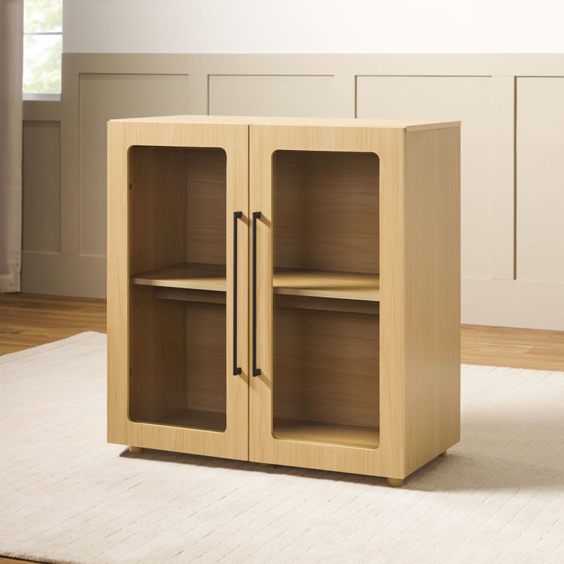 Modern 32" Glass Door Modular Accent Cabinet, Riviera, 34.25" H x 32" W x 16.5" D