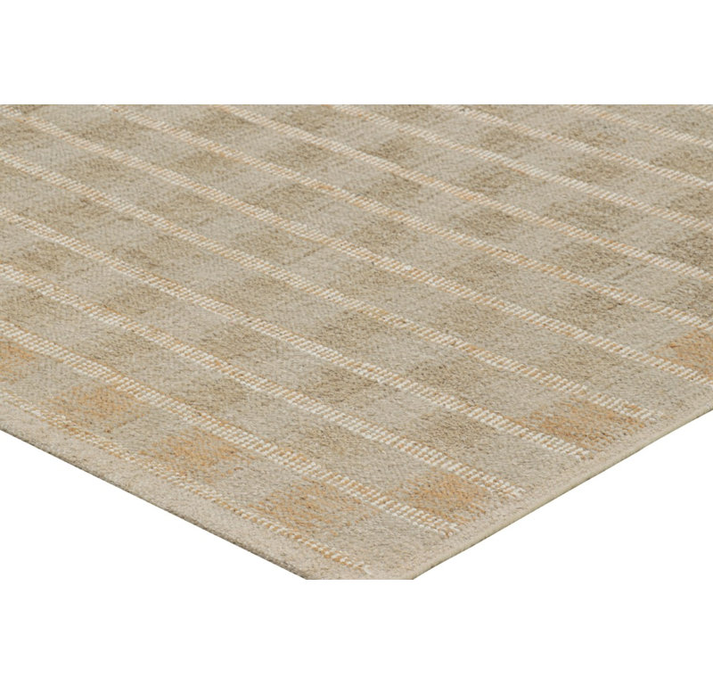 Scandinavian Hand Knotted Wool Geometric Area Rug, Rectangle 10' x 14'