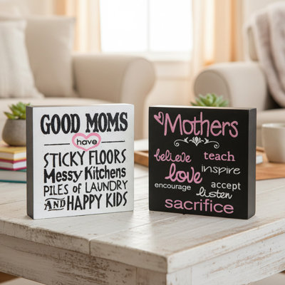 Wood Block Good Moms Asstd - Set Of 2