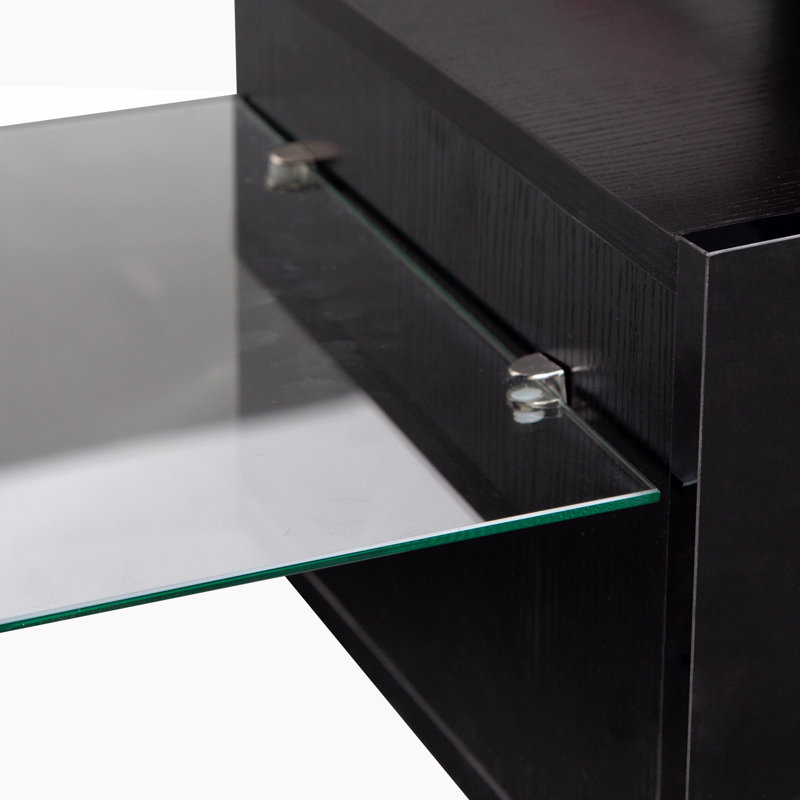 Meuble télé ultrabrillant avec lumières DEL pour téléviseur de 65 po ou moins, console de télévision moderne avec armoires de rangement pour le salon