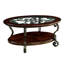 Table basse classique avec détails de volutes en bois massif et cerises brunes
