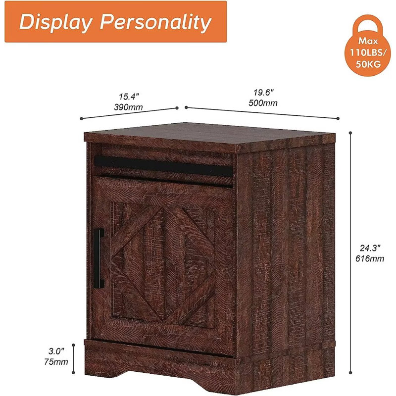 Table de bout avec rangement Roshelle, Brun