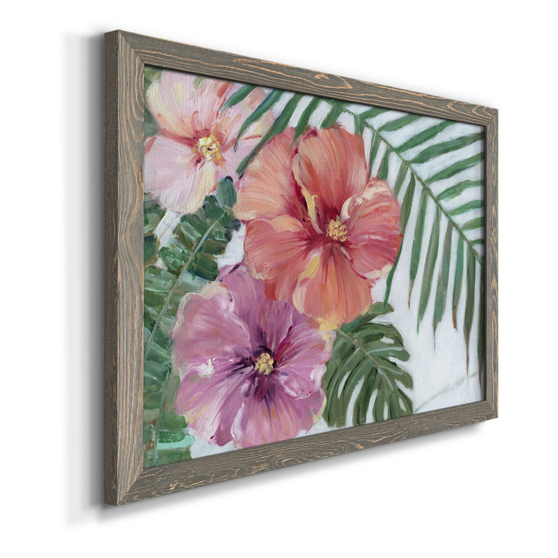 Blooming Hibiscus - Reproduction d'art sur toile encadrée, Toile avec cadre gris, H 31 po x l 44 po x P 1 po