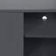 Meuble télé, 60 po, console, meuble multimédia, meuble de rangement, salon, chambre à coucher, stratifié gris, métal noir, contemporain, moderne-1567774793