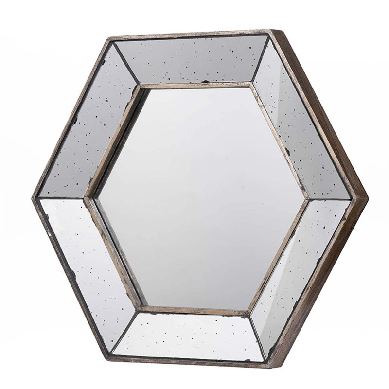 Miroir mural hexagonal, miroir décoratif, 18.6" H x 21.4" W