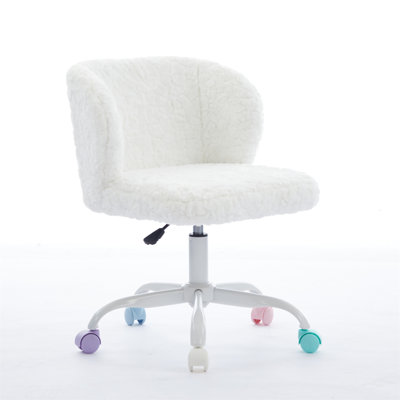 Furniture Office Chair,Artificial Rabbit Hair Office Chair With Metal Base,Adjustable Desk Chair Swivel Office Chair,Vanity Chair by Winston Porter