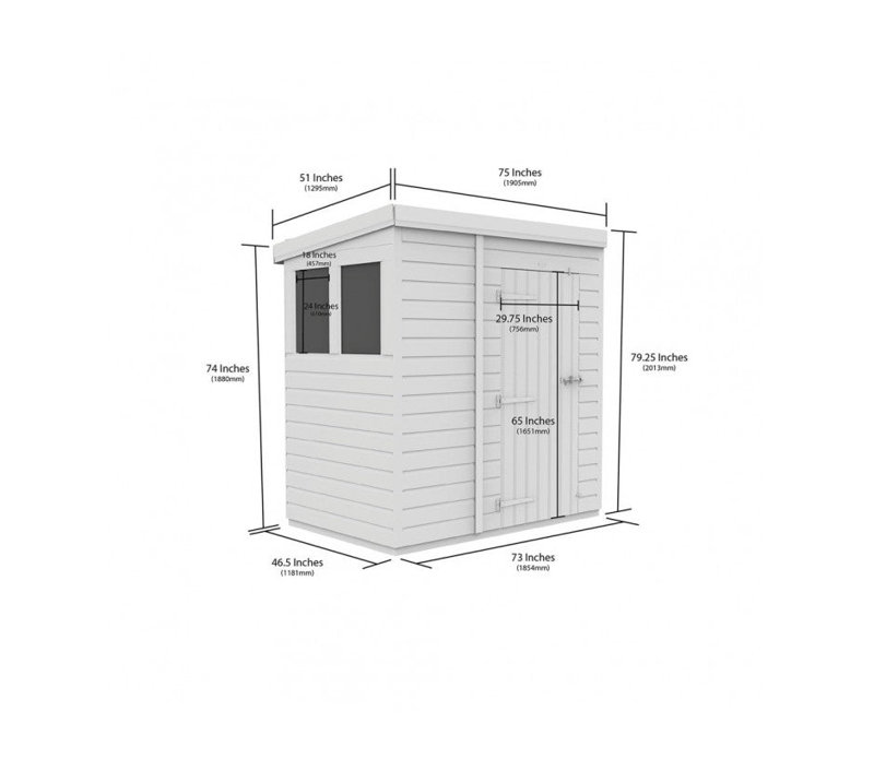 6x4 Pent Composite Shed
