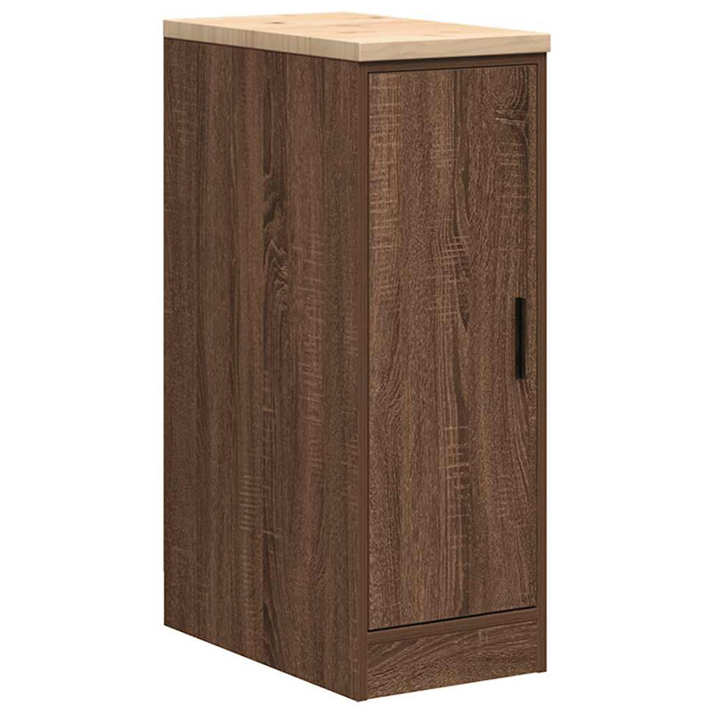 Solid Wood Single Storage Cabinet ( 85cm H x 30cm W x 51cm D), Brown Oak