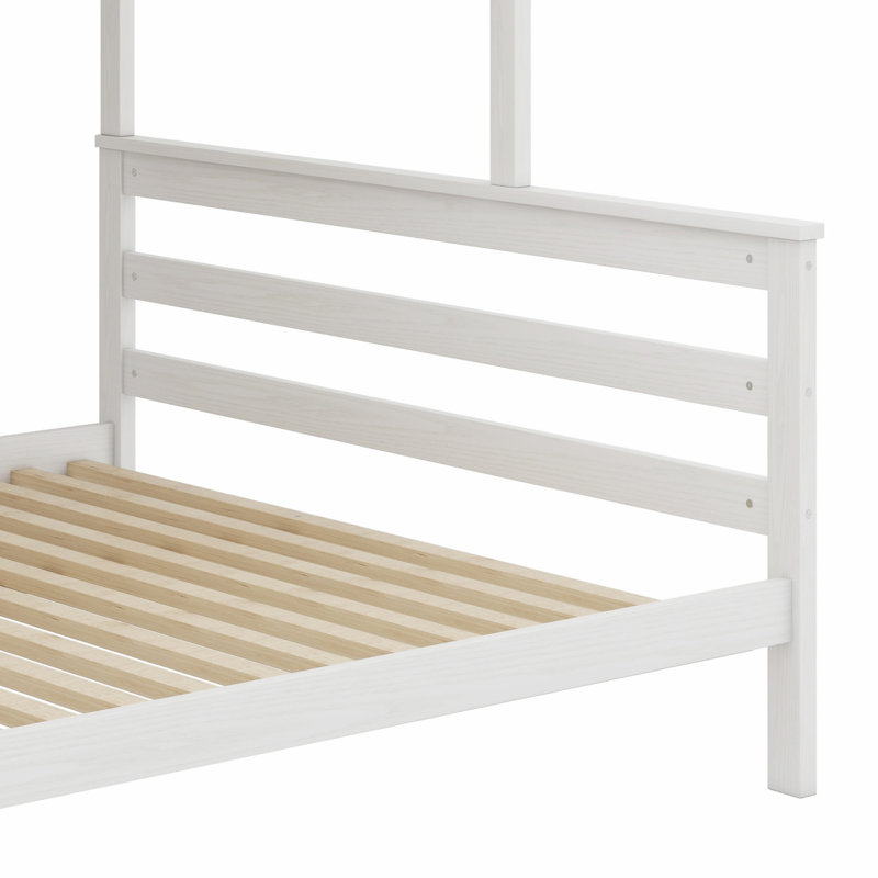 Lit superposé en bois durable équipé d'une échelle stable, White