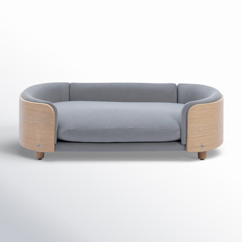 Canapé pour chien en bois massif Inira, Gris clair / naturel, L 30,7 po x P 20,08 po x H 9,85 po