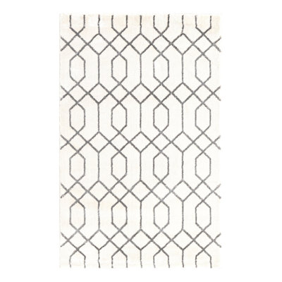 Glam Geometric White Silver Area Rug