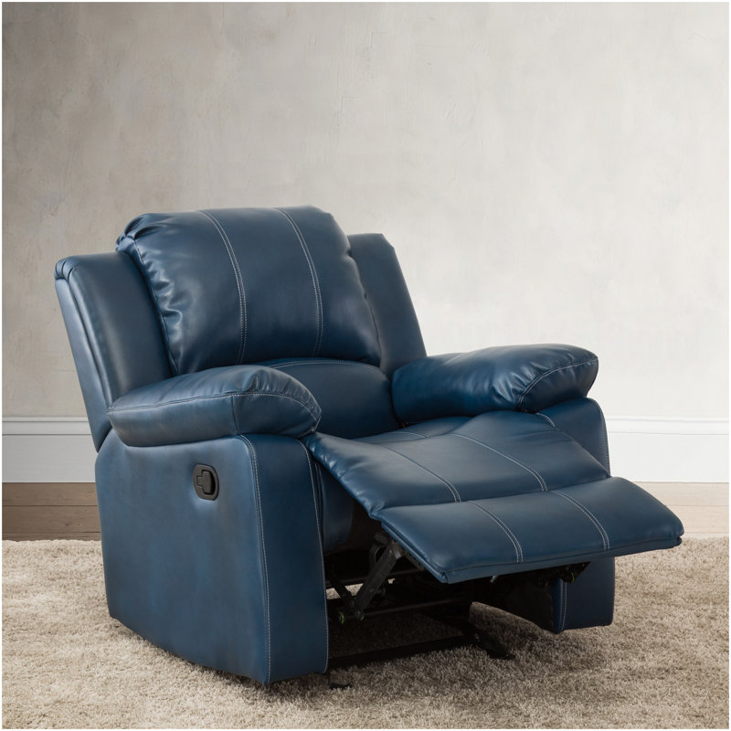 Fauteuil inclinable en cuir bleu marine Charlotte
