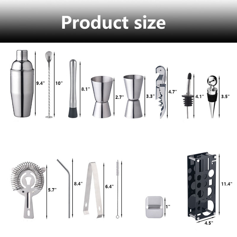 Ensemble d'outils de bar en acier inoxydable Demetry
